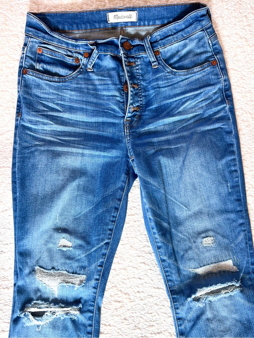 Madewell Blue Distressed Cali Demi-Boot Jeans